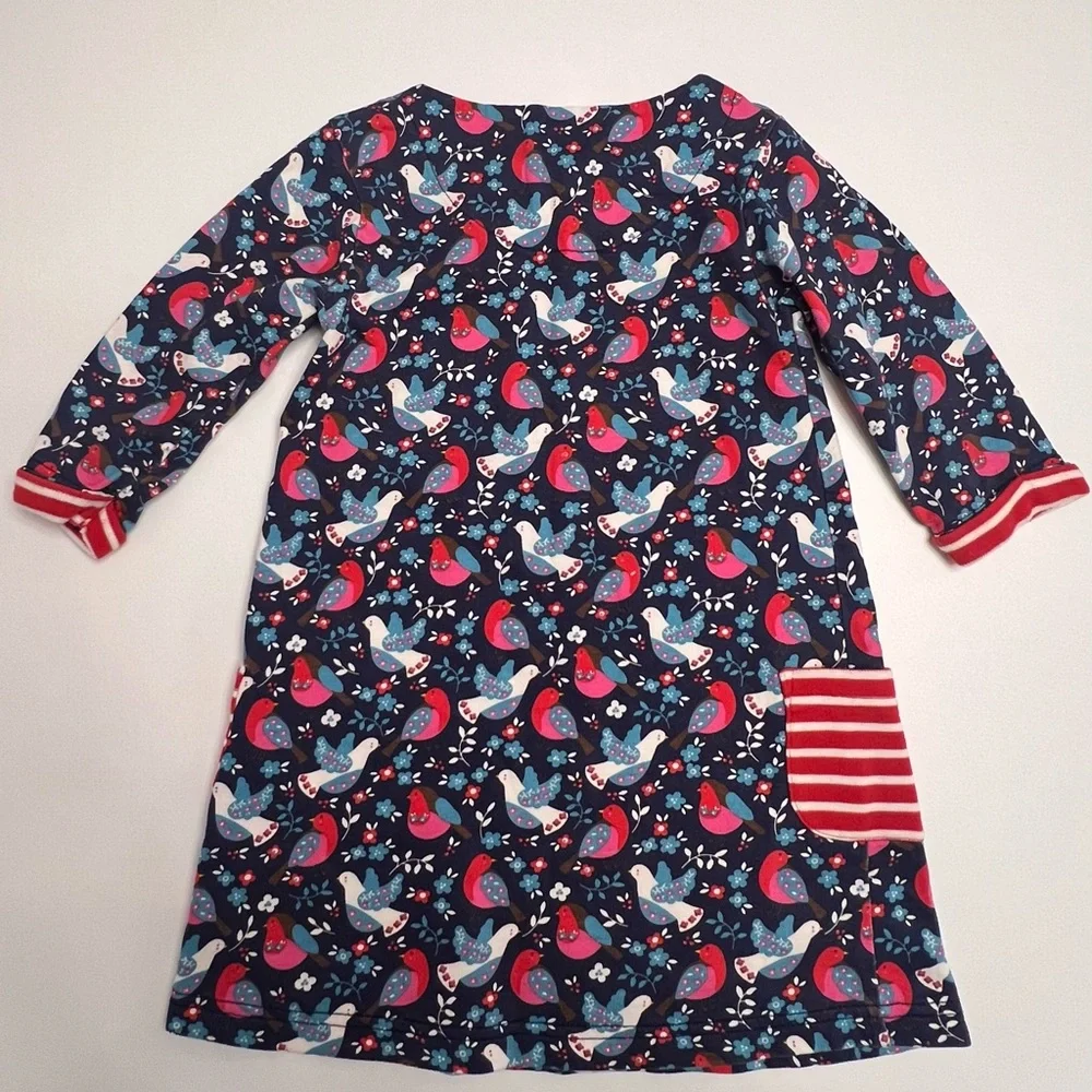 Jojo Maman Bebe Girls Blue Bird Classic Navy Dress with pockets Size 4-5yrs - Picture 5 of 5
